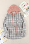 Plaid Drawstring Hooded Shirt Jacket king-general-store-5710.myshopify.com