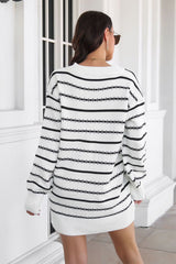 Striped V-Neck Sweater Dress king-general-store-5710.myshopify.com