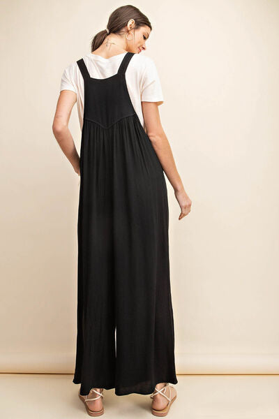 Kori America Full Size Sleeveless Ruched Wide Leg Overalls king-general-store-5710.myshopify.com