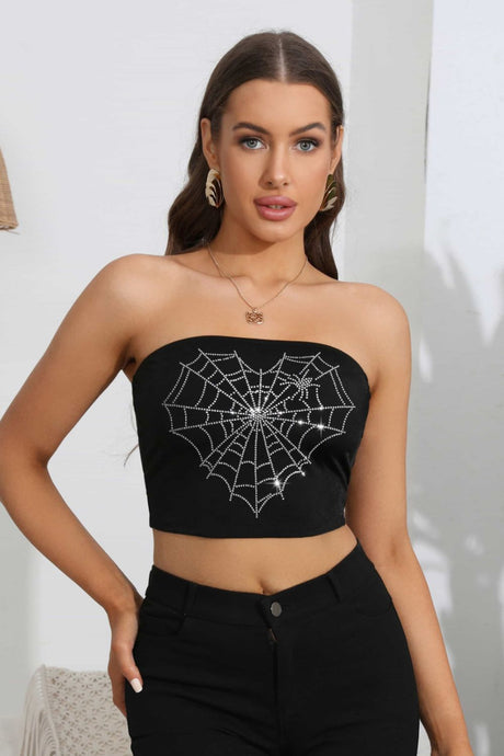 Heart Spider Web Graphic Tube Top king-general-store-5710.myshopify.com