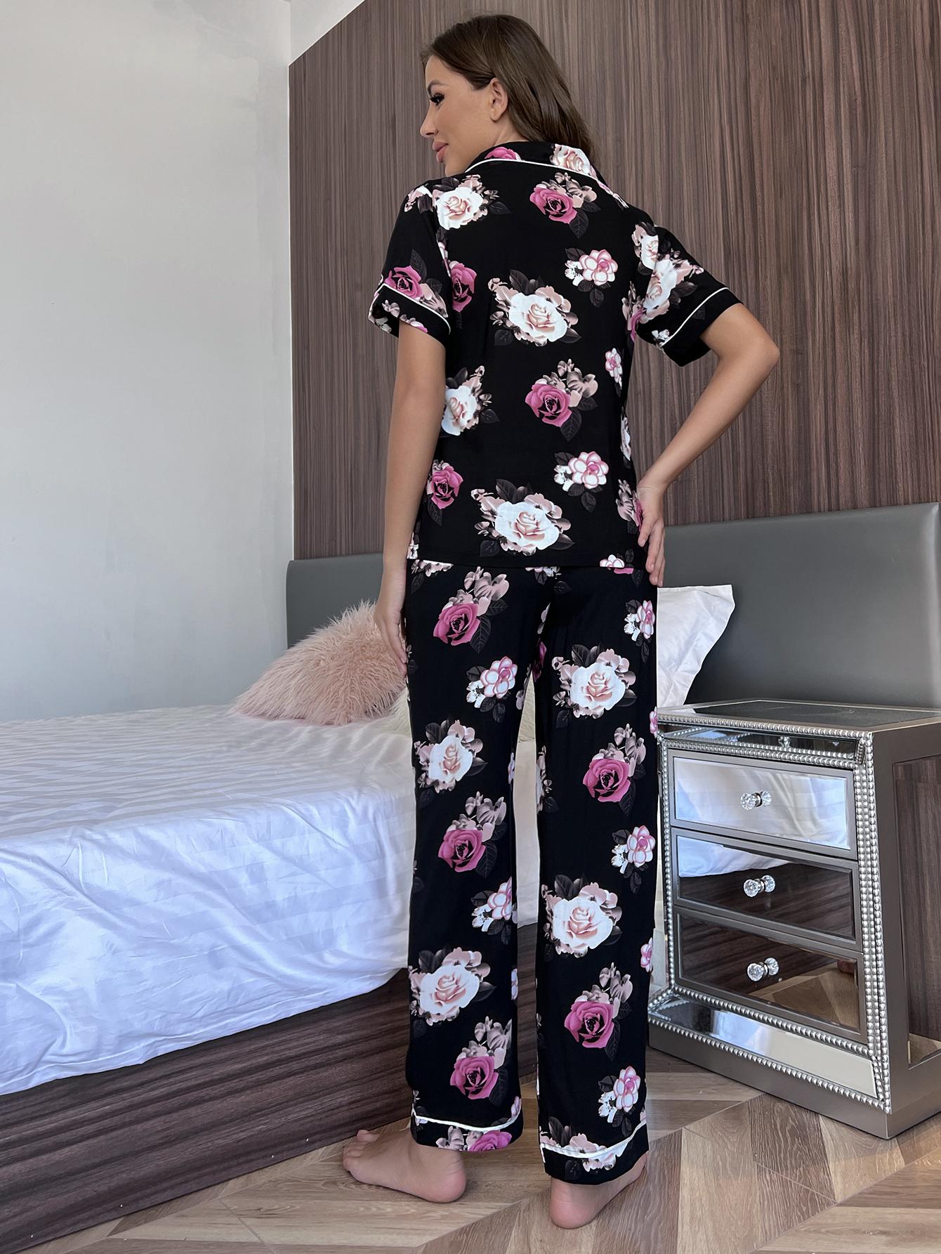 Floral Short Sleeve Shirt and Pants Lounge Set king-general-store-5710.myshopify.com