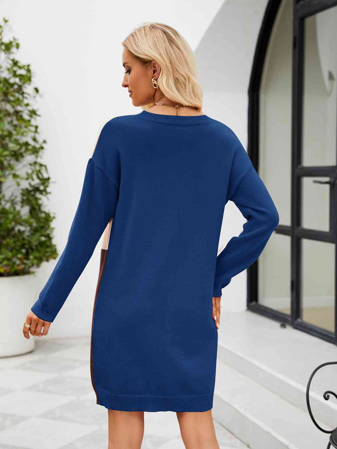 Color Block Dropped Shoulder Sweater Dress king-general-store-5710.myshopify.com