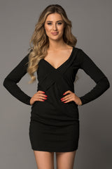 Long Sleeve Plunge Ribbed Bodycon Dress king-general-store-5710.myshopify.com