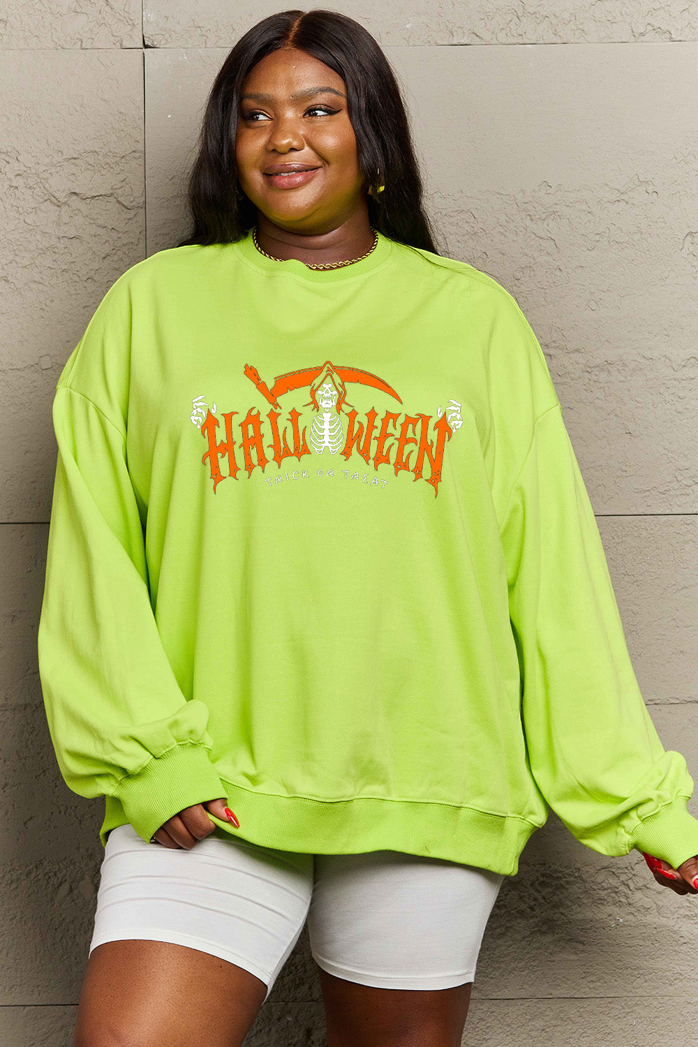 Simply Love Full Size HALLOWEEN TRICK OR TREAT Graphic Sweatshirt king-general-store-5710.myshopify.com