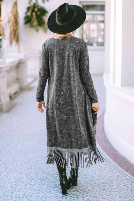 Fringe Detail Long Sleeve Cardigan king-general-store-5710.myshopify.com