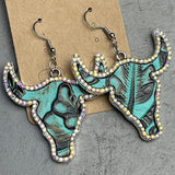 Rhinestone Trim Alloy Bull Earrings king-general-store-5710.myshopify.com