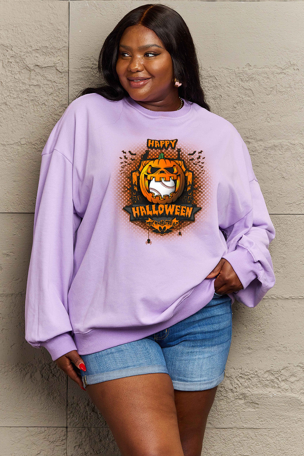 Simply Love Full Size HAPPY HALLOWEEN Graphic Sweatshirt king-general-store-5710.myshopify.com