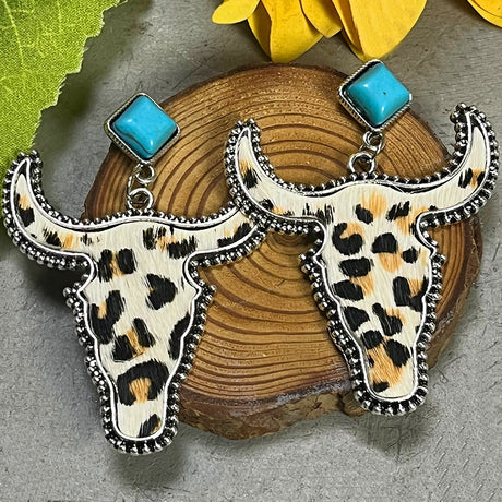 Bull Shape Turquoise Dangle Earrings king-general-store-5710.myshopify.com