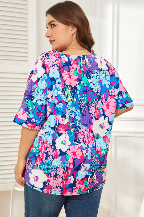 Floral Center Seam V-Neck Blouse king-general-store-5710.myshopify.com