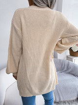 Cable-Knit Open Front Pocketed Cardigan king-general-store-5710.myshopify.com