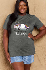 Simply Love Full Size BEING AWESOME IS EXHAUSTING Graphic Cotton Tee king-general-store-5710.myshopify.com