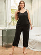 Plus Size Lace Trim Slit Cami and Pants Pajama Set king-general-store-5710.myshopify.com