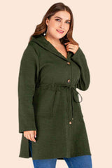 Plus Size Drawstring Waist Hooded Cardigan with Pockets king-general-store-5710.myshopify.com