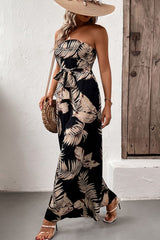 Printed Strapless Wide Leg Jumpsuit with Pockets king-general-store-5710.myshopify.com