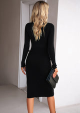 Rib-Knit Slit Sweater Dress king-general-store-5710.myshopify.com