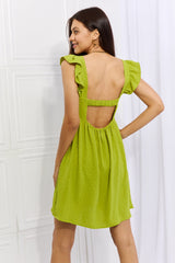 Culture Code Sunny Days Full Size Empire Line Ruffle Sleeve Dress in Lime king-general-store-5710.myshopify.com