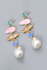 Abnormal Shpae Zinc Alloy Synthetic Pearl Dangle Earrings - Kings Crown Jewel Boutique