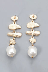 Abnormal Shpae Zinc Alloy Synthetic Pearl Dangle Earrings - Kings Crown Jewel Boutique