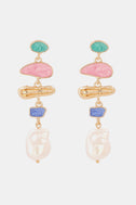 Abnormal Shpae Zinc Alloy Synthetic Pearl Dangle Earrings - Kings Crown Jewel Boutique