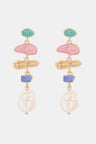 Abnormal Shpae Zinc Alloy Synthetic Pearl Dangle Earrings - Kings Crown Jewel Boutique