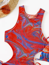 Abstract Print Tied Three-Piece Swimsuit - Kings Crown Jewel Boutique