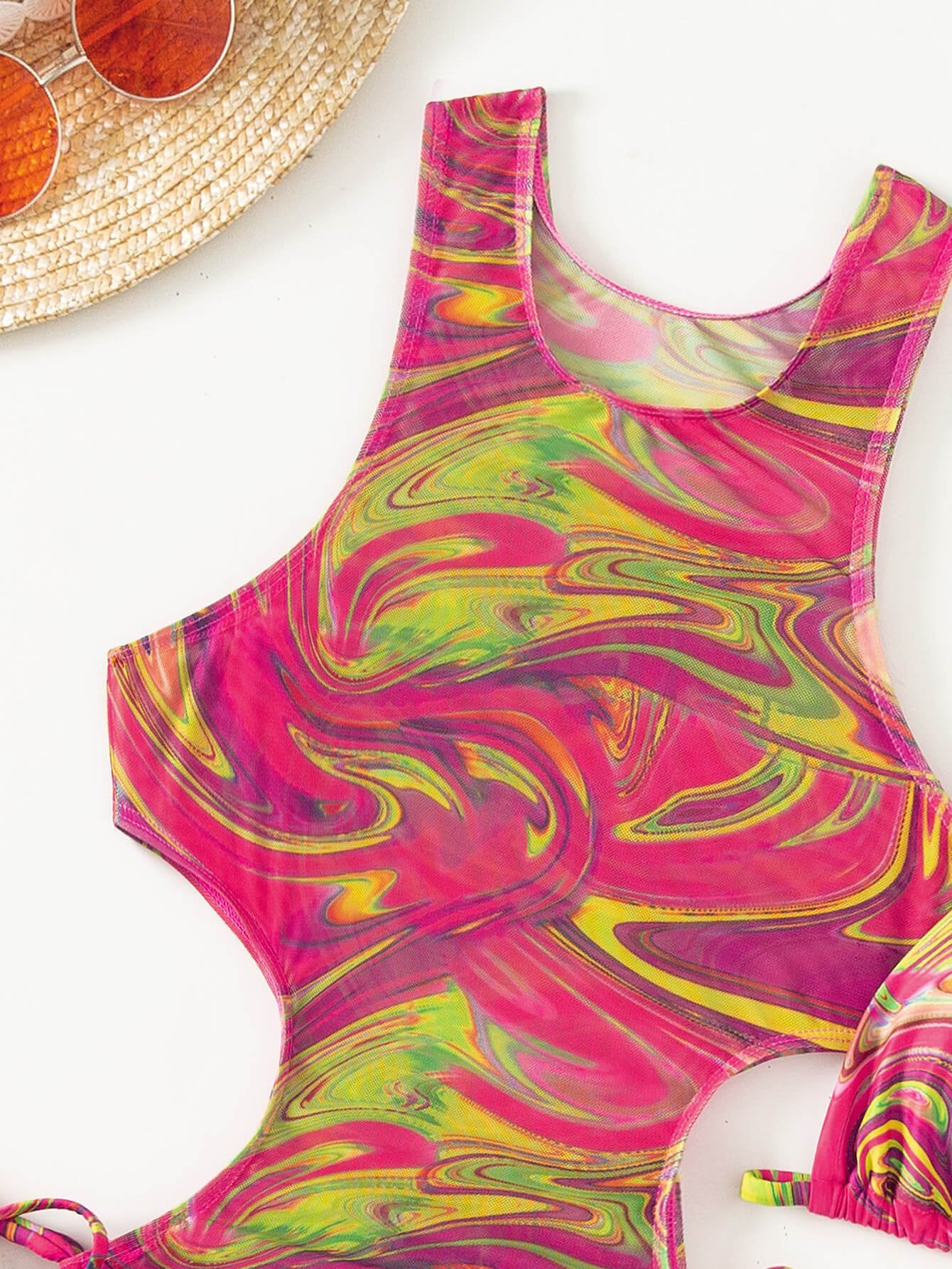 Abstract Print Tied Three-Piece Swimsuit - Kings Crown Jewel Boutique