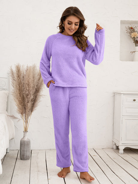 Teddy Long Sleeve Top and Pants Lounge Set king-general-store-5710.myshopify.com