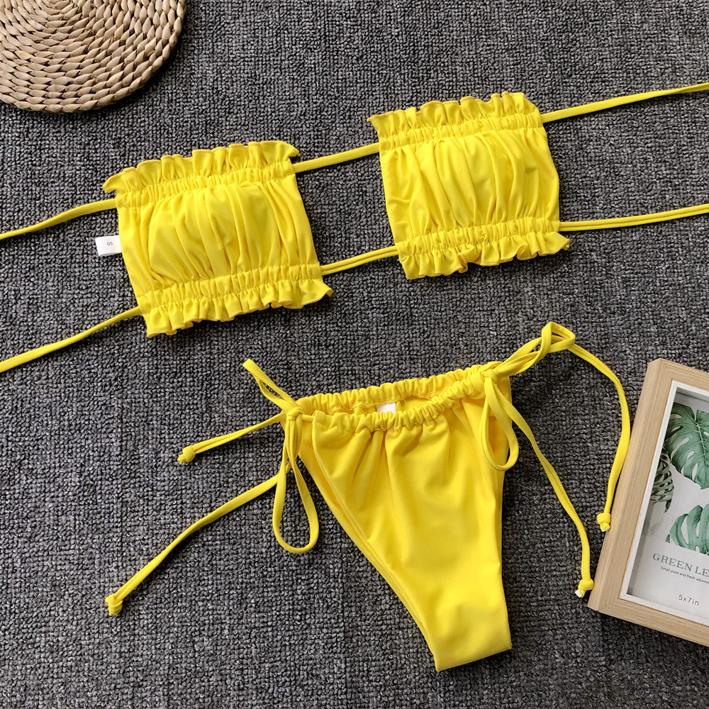 Frill Trim Ruched Bikini Set king-general-store-5710.myshopify.com