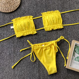 Frill Trim Ruched Bikini Set king-general-store-5710.myshopify.com