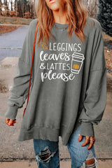 Round Neck Dropped Shoulder LEGGINGS LEAVES LATTES PLEASE Graphic Sweatshirt king-general-store-5710.myshopify.com