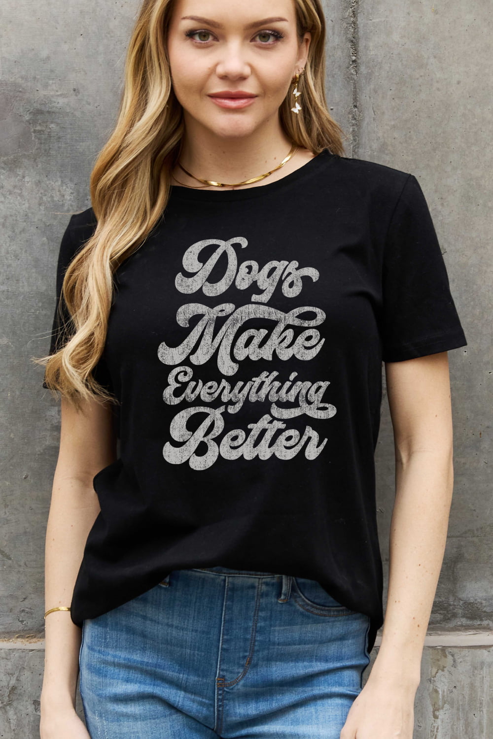 Simply Love Full Size DOGS MAKE EVERTHING BETTER Graphic Cotton Tee king-general-store-5710.myshopify.com