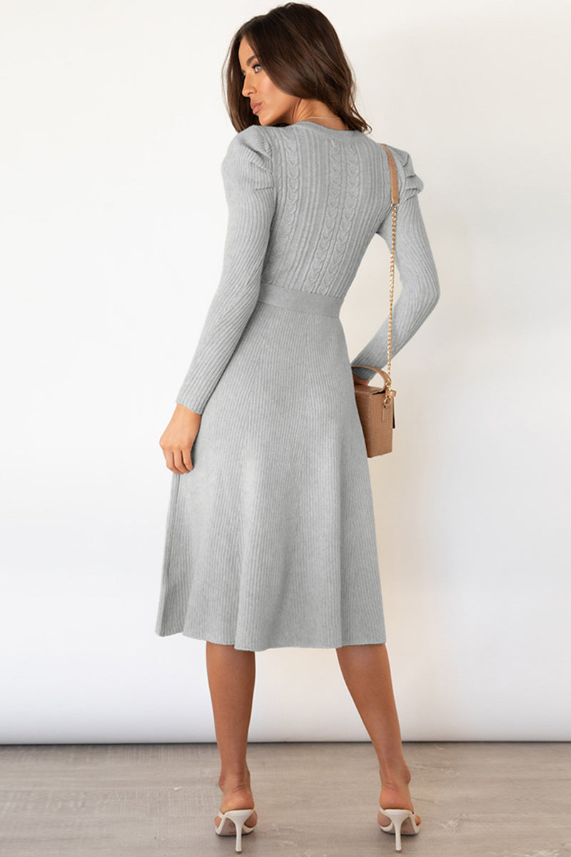 Round Neck Long Sleeve Tie Waist Sweater Dress king-general-store-5710.myshopify.com