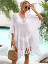 Fringe Trim Dolman Sleeve Openwork Cover-Up king-general-store-5710.myshopify.com