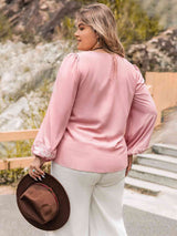 Plus Size Tie Neck Puff Sleeve Blouse king-general-store-5710.myshopify.com