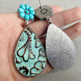 Turquoise Flower Teardrop Earrings king-general-store-5710.myshopify.com