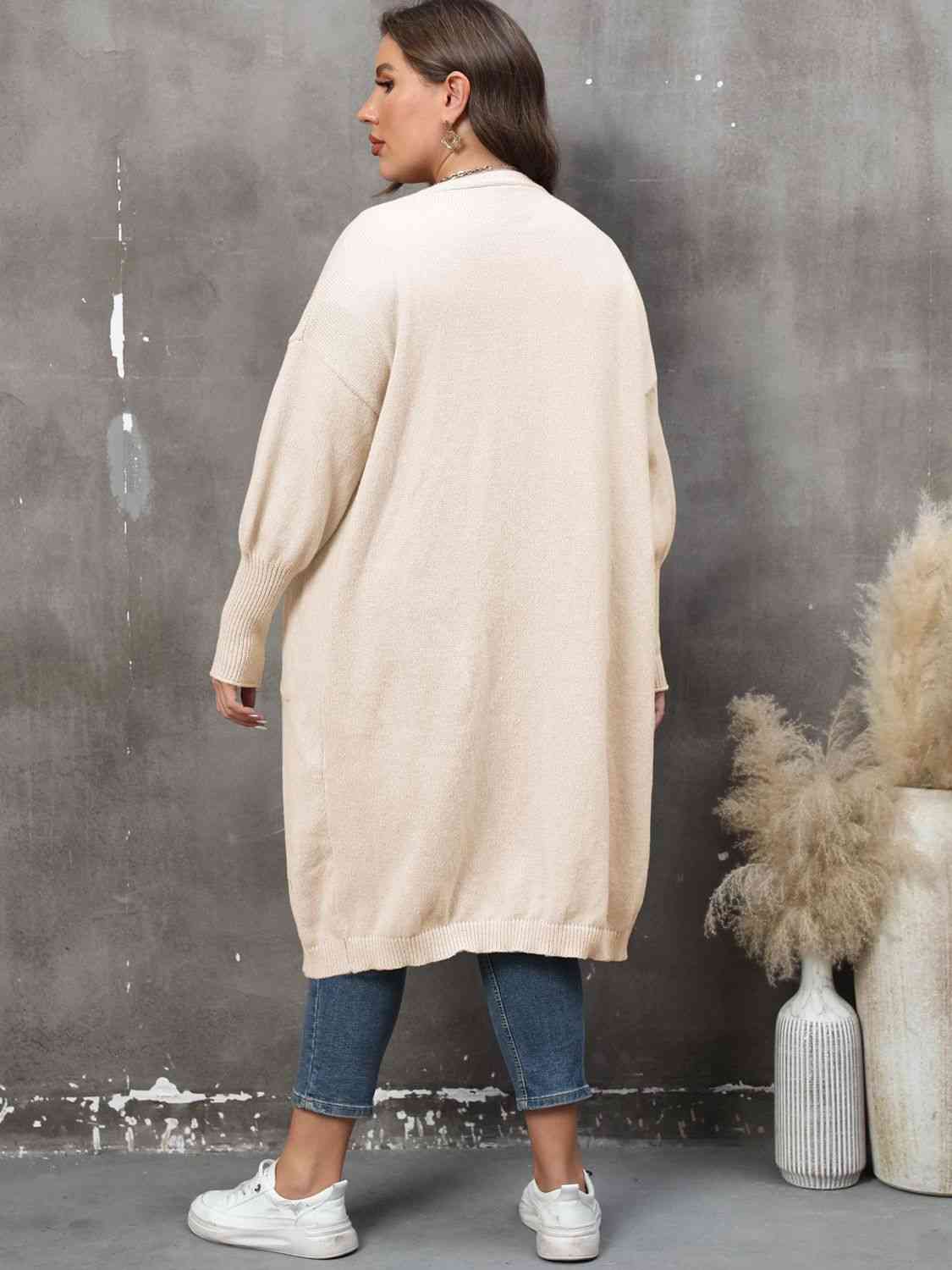 Plus Size Long Sleeve Pocketed Cardigan king-general-store-5710.myshopify.com