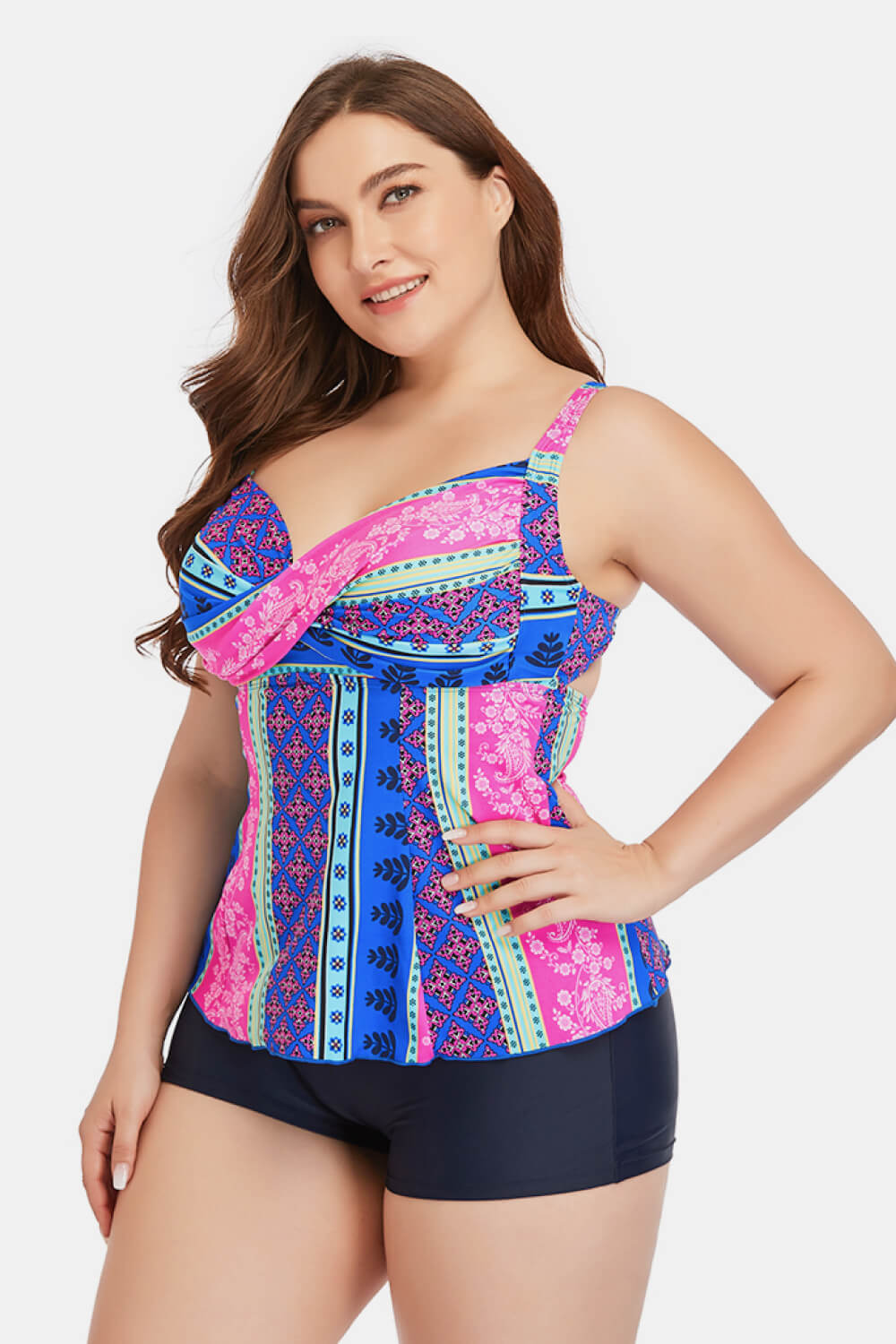 Plus Size Printed Crisscross Cutout Two-Piece Swim Set king-general-store-5710.myshopify.com