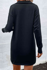 Quarter-Zip Dropped Shoulder Knit Dress king-general-store-5710.myshopify.com