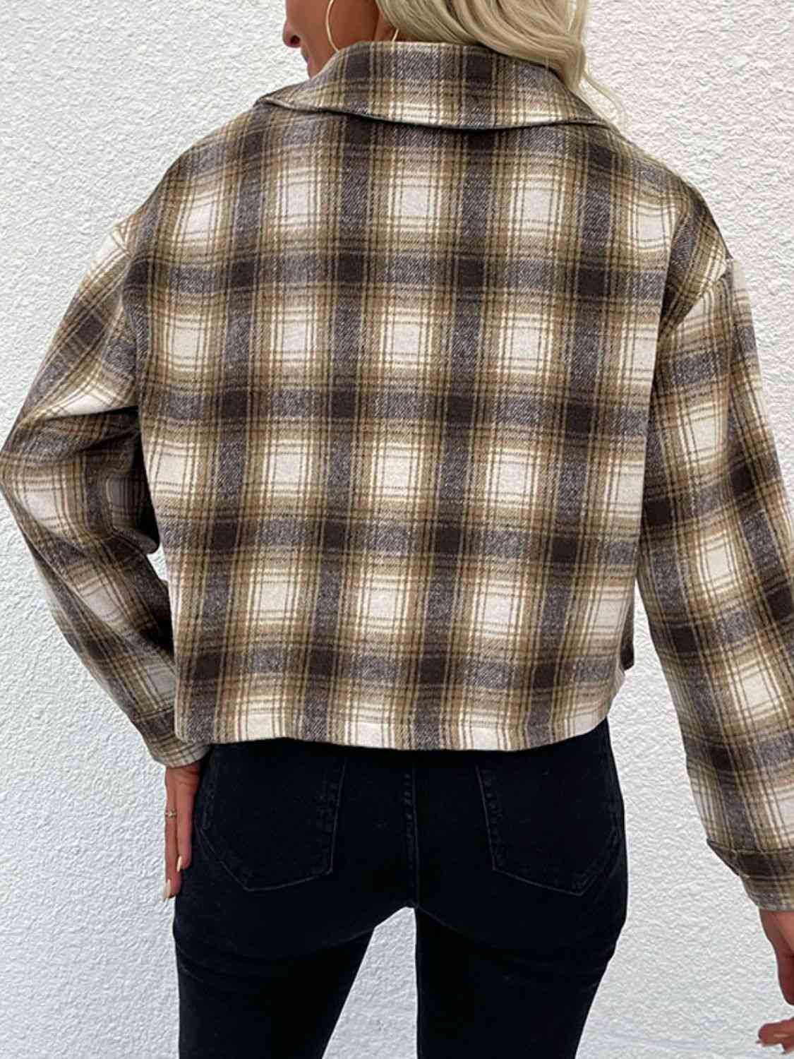 Plaid Button-Up Dropped Shoulder Shacket king-general-store-5710.myshopify.com