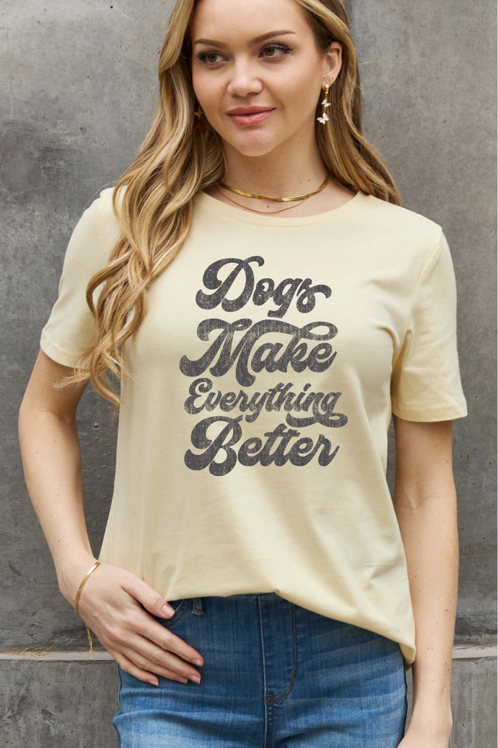 Simply Love Full Size DOGS MAKE EVERTHING BETTER Graphic Cotton Tee king-general-store-5710.myshopify.com