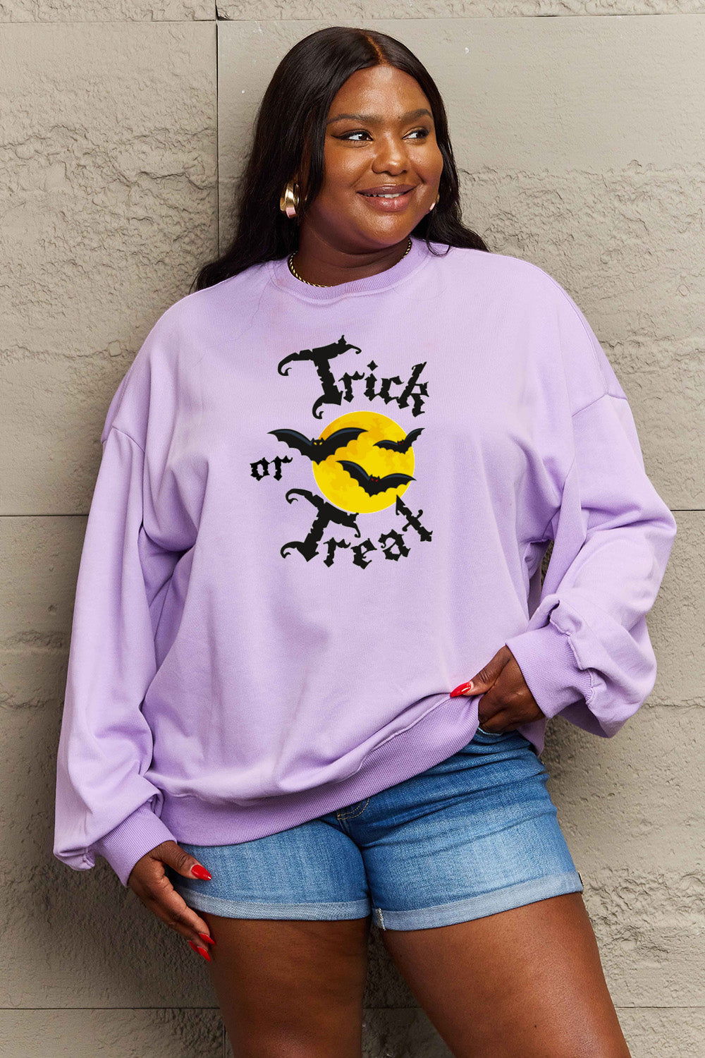 Simply Love Full Size TRICK OR TREAT Graphic Sweatshirt king-general-store-5710.myshopify.com