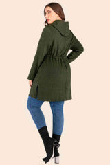 Plus Size Drawstring Waist Hooded Cardigan with Pockets king-general-store-5710.myshopify.com