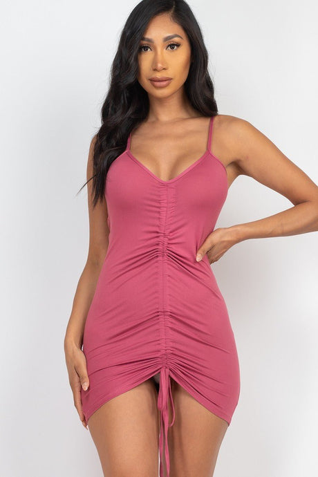 Adjustable Ruched Front Detail Mini Dress - Kings Crown Jewel Boutique