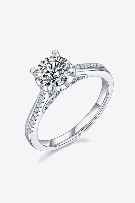 Adored 1 Carat Moissanite 925 Sterling Silver Side Stone Ring - Kings Crown Jewel Boutique