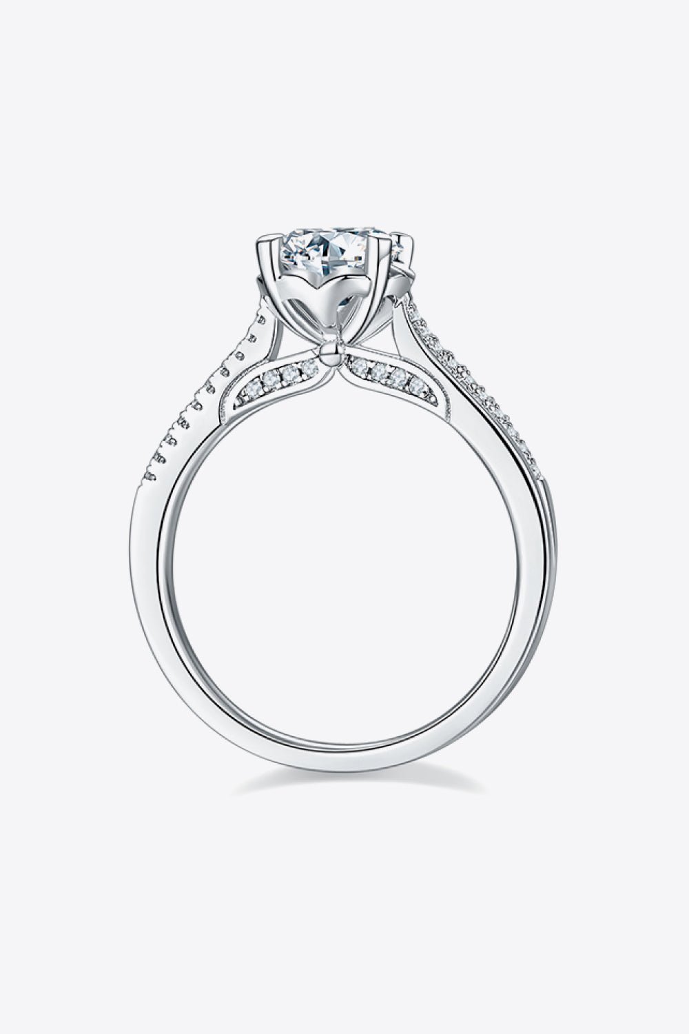 Adored 1 Carat Moissanite 925 Sterling Silver Side Stone Ring - Kings Crown Jewel Boutique