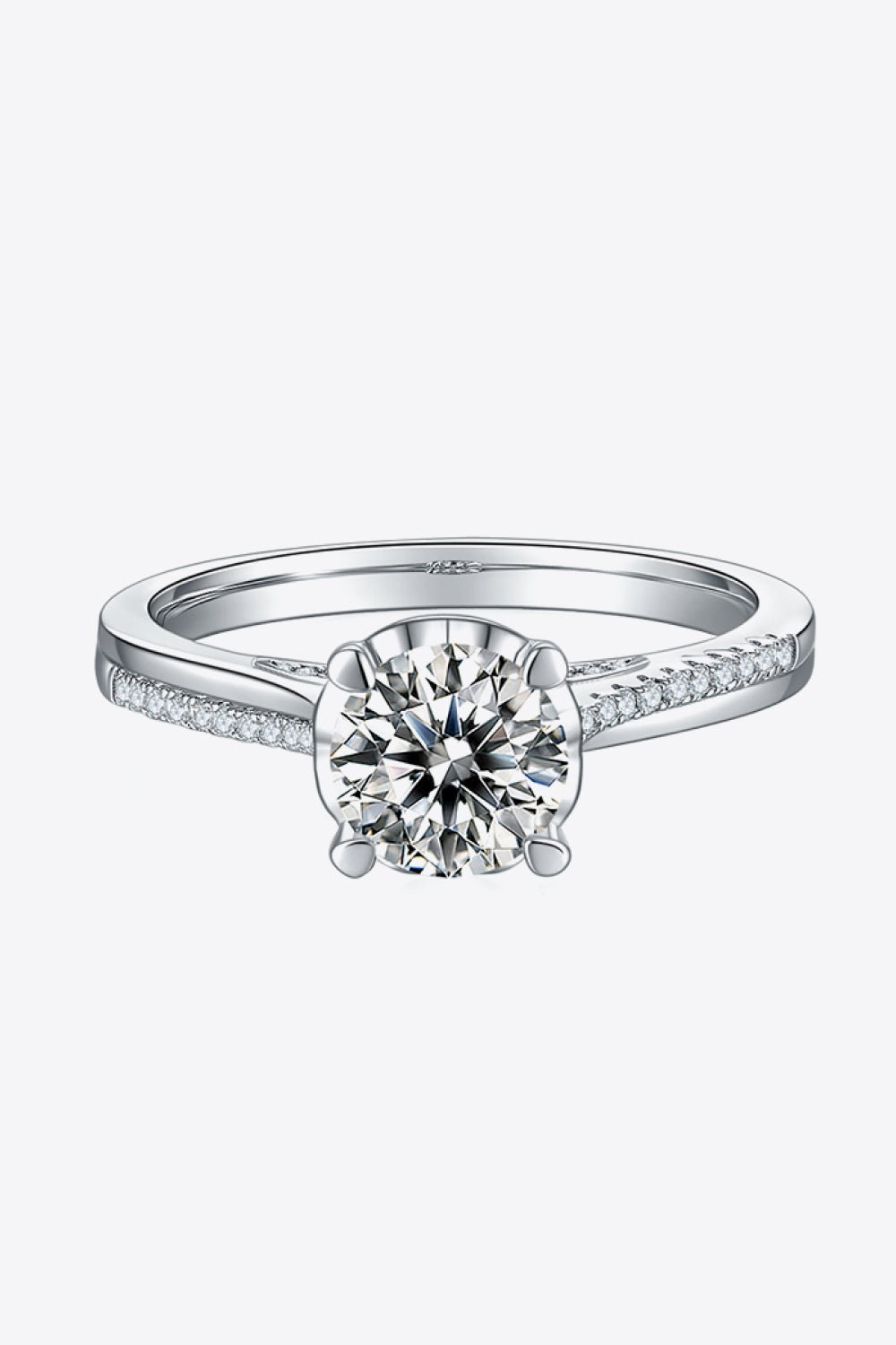 Adored 1 Carat Moissanite 925 Sterling Silver Side Stone Ring - Kings Crown Jewel Boutique