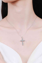 Adored 925 Sterling Silver Cross Moissanite Necklace - Kings Crown Jewel Boutique