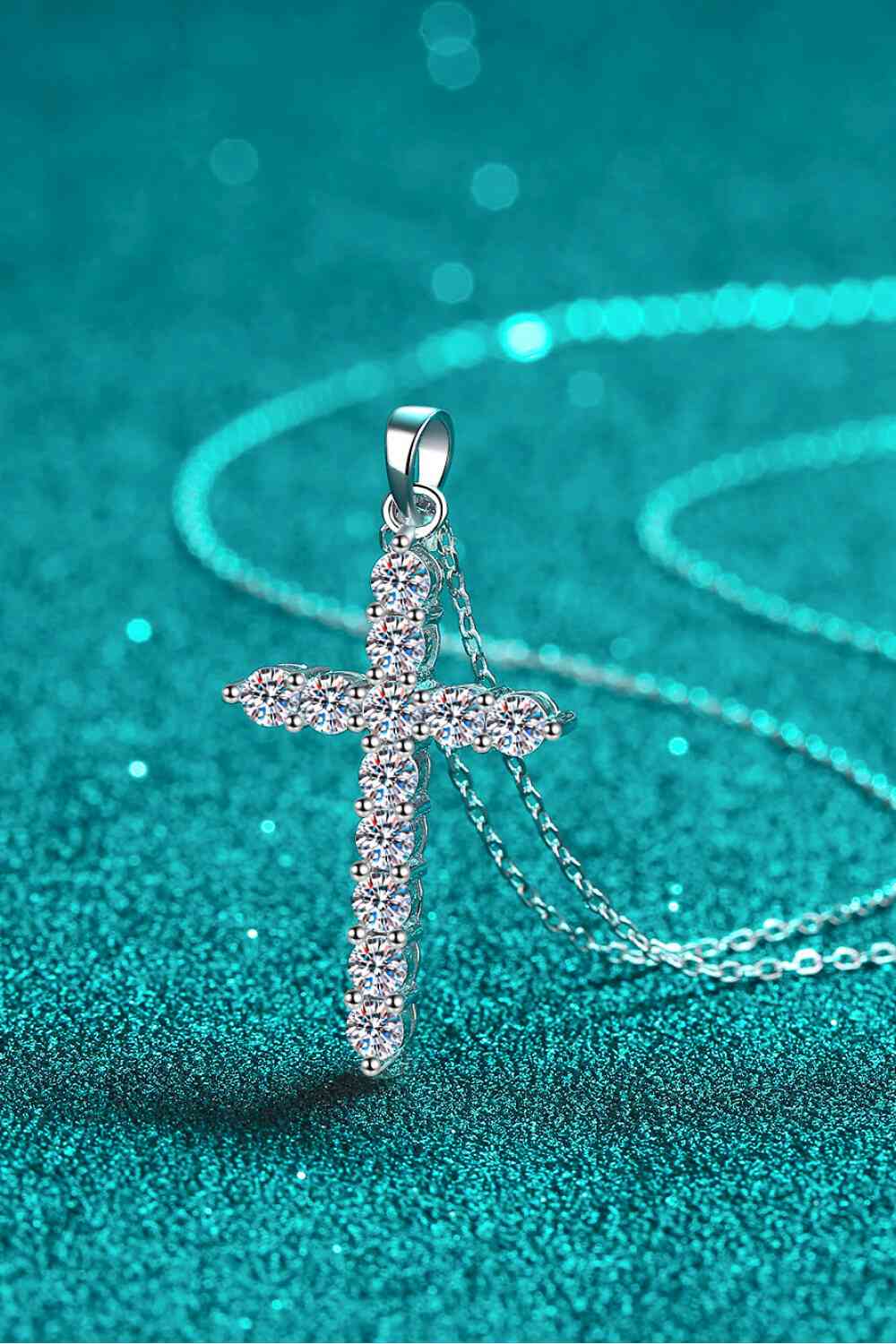 Adored 925 Sterling Silver Cross Moissanite Necklace - Kings Crown Jewel Boutique