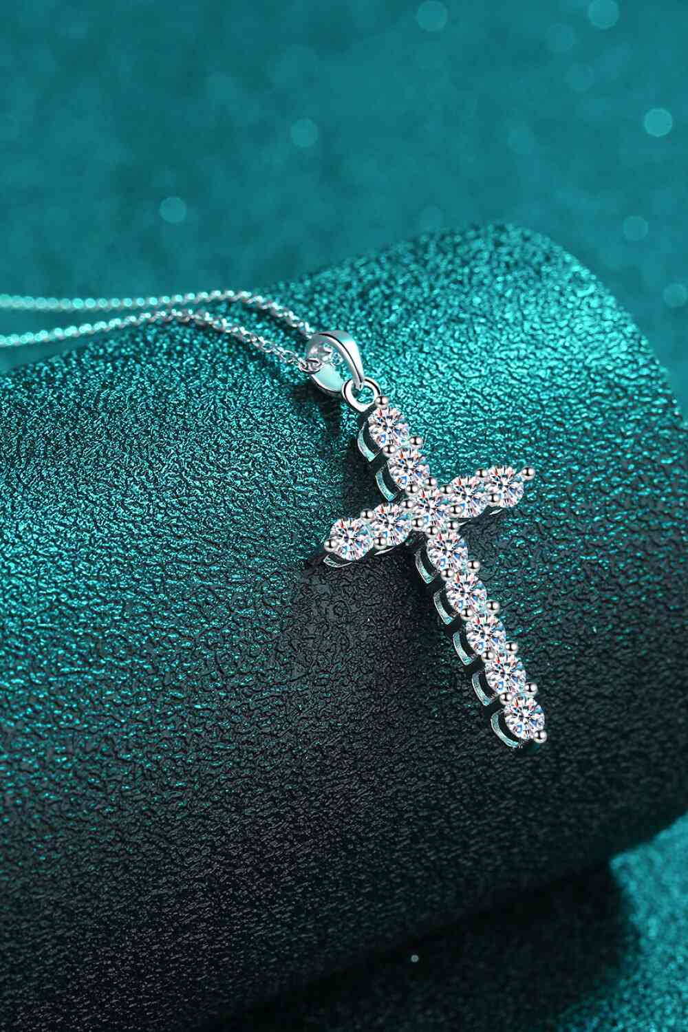 Adored 925 Sterling Silver Cross Moissanite Necklace - Kings Crown Jewel Boutique