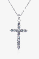 Adored 925 Sterling Silver Cross Moissanite Necklace - Kings Crown Jewel Boutique